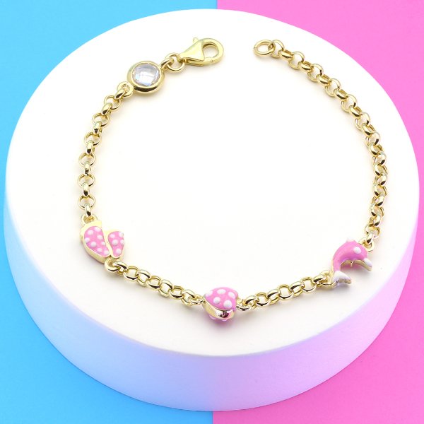 Pembe Mineli Çocuk Bilekliği